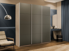 Шкафы-купе 3-х дверные, Шкаф-купе Прайм 3-х дверный Стекла хаки/Доводчики 210х57х230