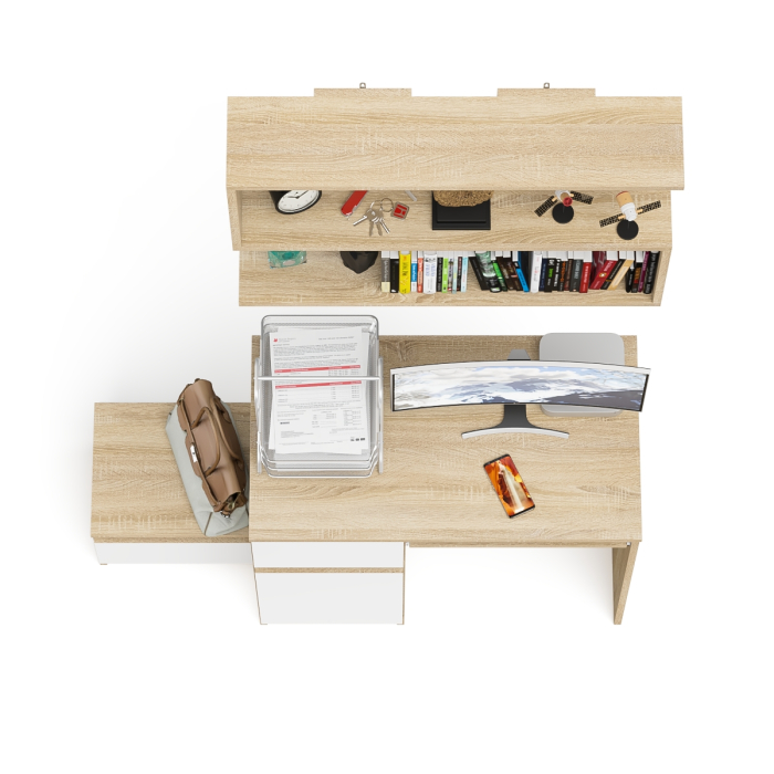 Прямые компьютерные столы, Стол компьютерный Мори МС-1 левый с тумбой и полкой 900