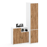 Домашние кабинеты, Шкаф узкий глубокий Лидер-8 МД 23Б и две разных тумбы МД 3.15 и МД 3.19