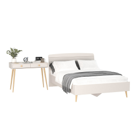 Стол на ножках с ящиками и двуспальная кровать Афина 1400