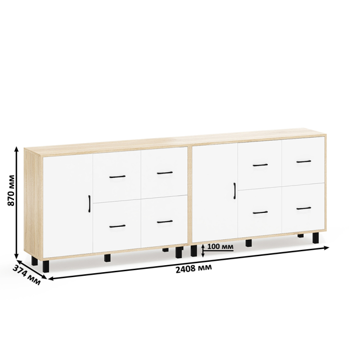 ТВ-тумбы, Два комода РВК 125-1204 с дверкой и 4-мя ящиками