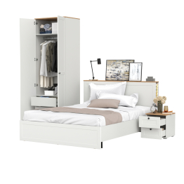 Шкаф для одежды двухдверный Остин с кроватью с ортопедом и прикроватной тумбочкой