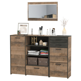 Тумба для обуви с зеркалом и широкий комод с нишами Трувор