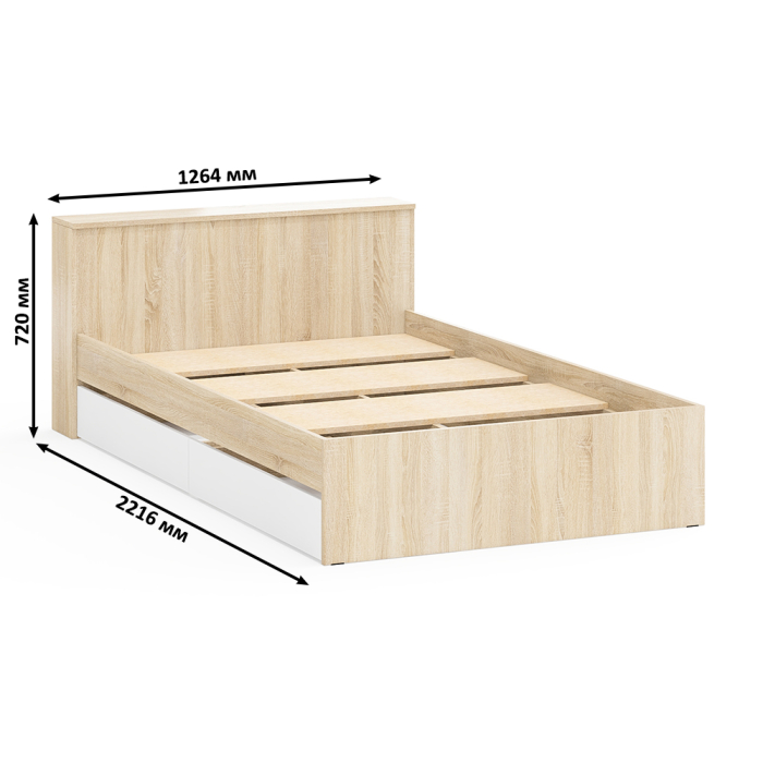 Спальные гарнитуры, Кровать с ящиками полутораспальная Ксения 1200 и туалетный столик с подсветкой Сура