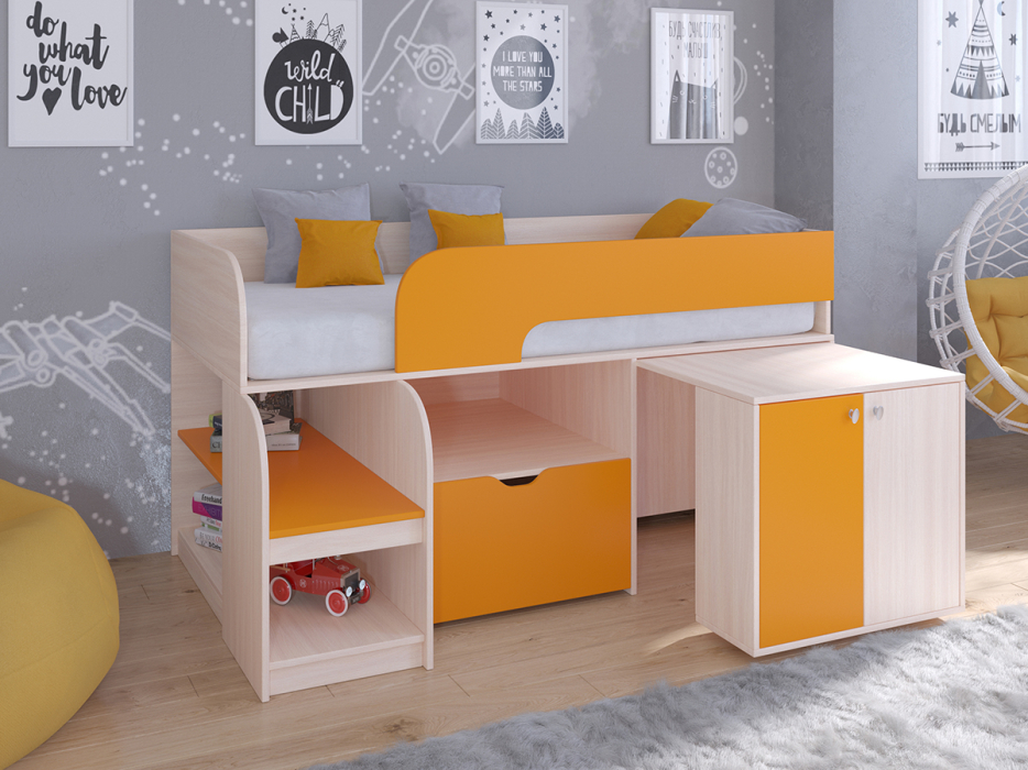 Кровати-чердаки, Кровать-чердак Астра 9 V9 Дуб молочный