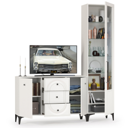 Пенал со стеклом и комод-ТВ-тумба Валенсия № 92