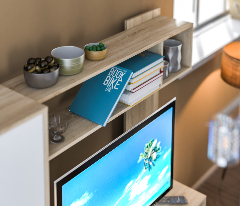 Стенки для гостиной, Стенка Ирен СБ-2302 Дуб Сонома/Белый.