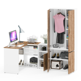 Бельевой шкаф Лидер-8 20Б со столом с нишами и тумбой для документов