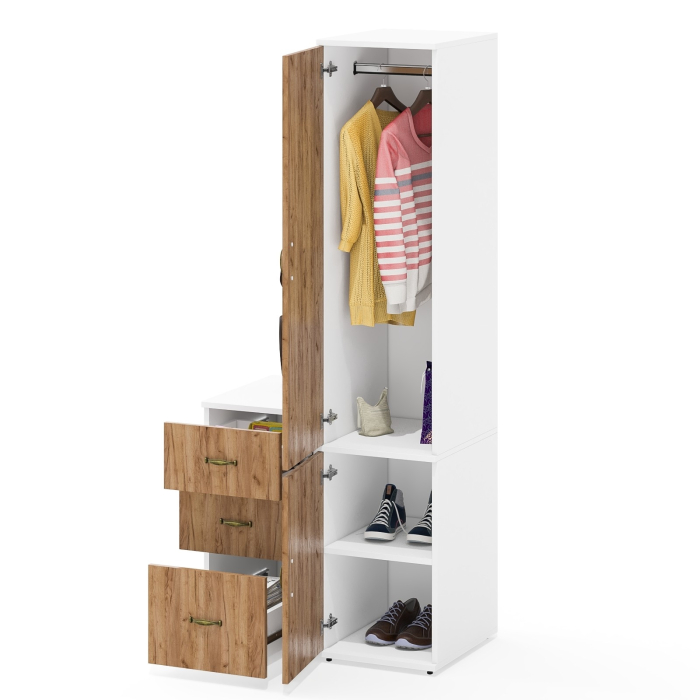 Домашние кабинеты, Тумба с тремя выдвижными ящиками и глубокий пенал с дверками Лидер-8