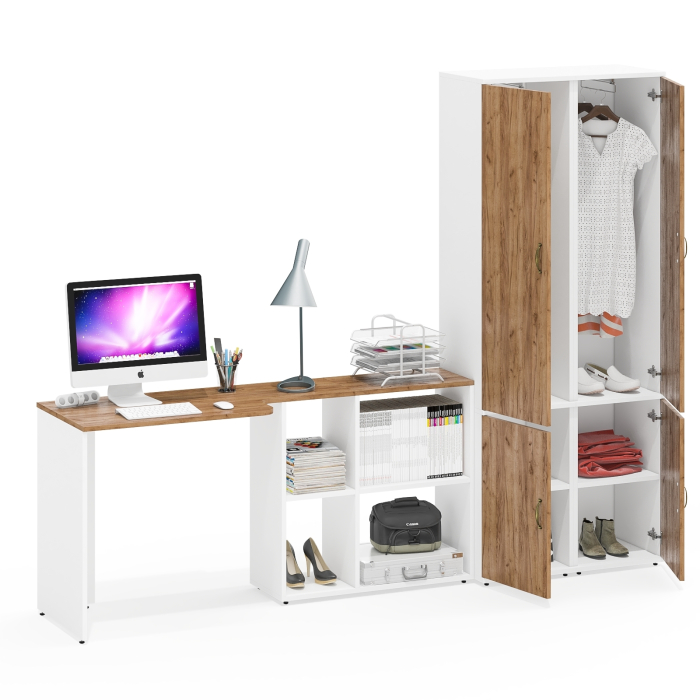 Домашние кабинеты, Письменный стол-трансформер Лидер-8 и два пенала для одежды и белья 21Б