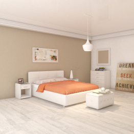 Кровать с мягким изголовьем Птичье гнездо,база,экокожа, 160*200,ПМ с 1 ящиком.