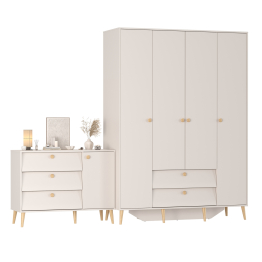 Шкаф большой 4-х дверный Афина и комод с дверкой и тремя ящиками