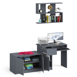 Компьютерный стол Мори МС-1 левый с тумбой две дверки и полкой