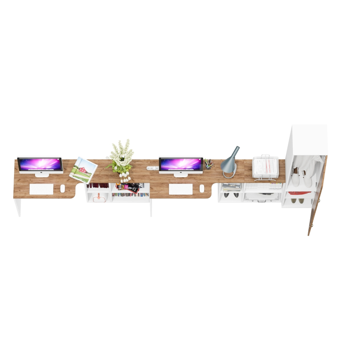 Домашние кабинеты, Два письменных стола и пенал для одежды Лидер-8