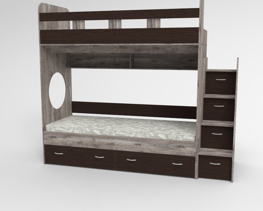 Для подростка, Трехъярусная кровать Юниор,  Бетон