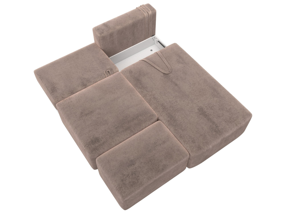 Диваны угловые в гостиную, Диван угловой модульный с пуфом Лига-060 НПБ угол универсальный, велюр TOWER