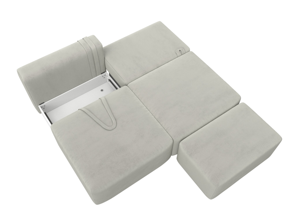 Диваны еврокнижки, Диван прямой модульный с пуфом Лига-060 НПБ, велюр TOWER