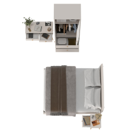 Столик в спальню с кроватью 1600 для двоих Афина с тумбочкой и шкафом для одежды