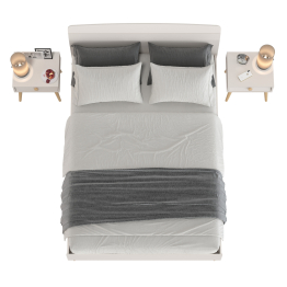 Двуспальная кровать Афина 1400 и две прикроватные тумбочки на ножках