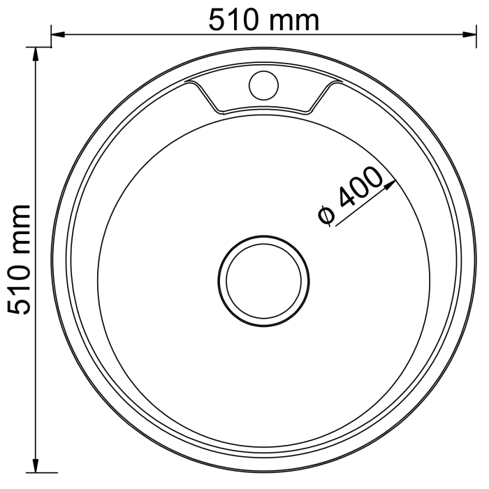 Кухонные мойки, Мойка круг d 51 (0,6) вып 3 1/2 MIXLINE (глуб чаши 17см) с сифоном