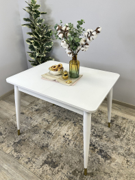 Стол Kenner 900 K раздвижной, стекло белое сатин