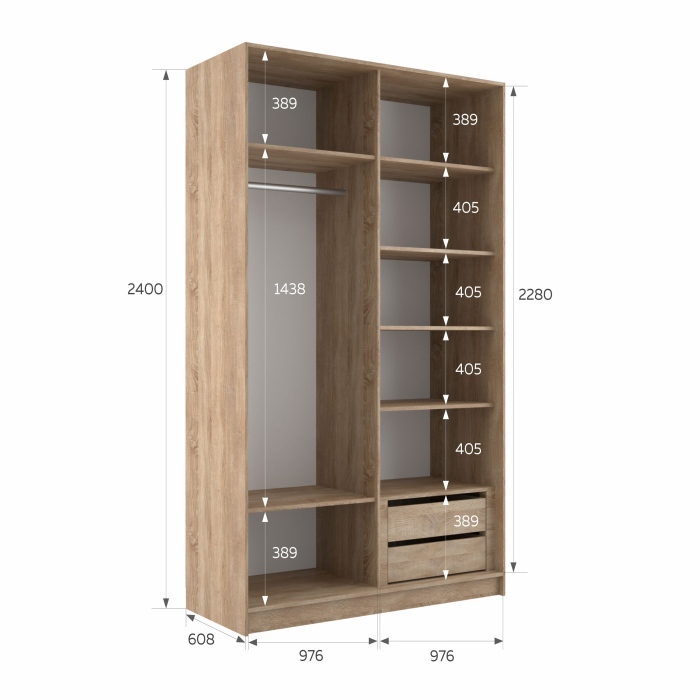 Шкафы-купе 2-х дверные, Шкаф-купе Эста 2-х дверный Стекла фисташка/Доводчик 200х66х240