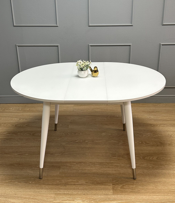Обеденные столы, Стол Kenner K1000 раздвижной, стекло белое сатин