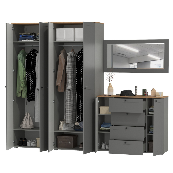 Прихожие, Два платяных шкафа Остин и комод с зеркалом