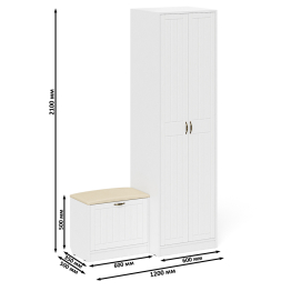 Шкаф для прихожей с обувницей с сиденьем П-6 № 10 МДФ фрезеровка прованс