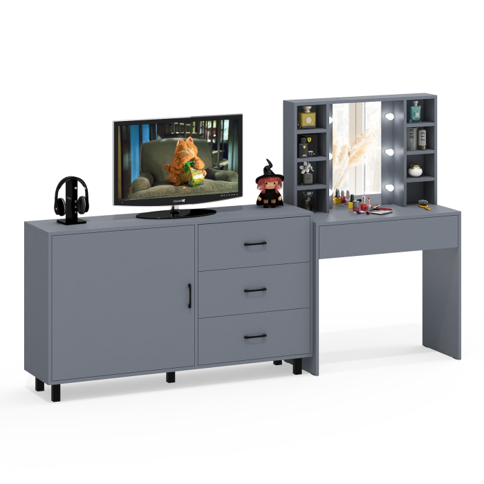 Туалетные столики, Столик туалетный с полочками и с подсветкой и комод 122-1504