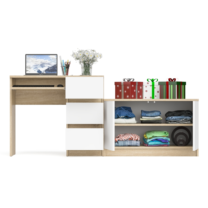 Прямые компьютерные столы, Тумба Мори МА900.1 и стол компьютерный МС-6 ящики справа