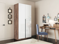 Шкафы распашные, Шкаф распашной Е1 Локер 101x52.5x220 см, с белым стеклом , полками и модулем