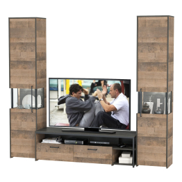 Два шкафа-пенала с подсветкой и тумба под ТВ Трувор № 18