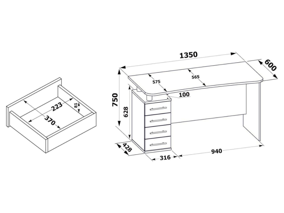 Прямые компьютерные столы, Компьютерный стол КСТ-105