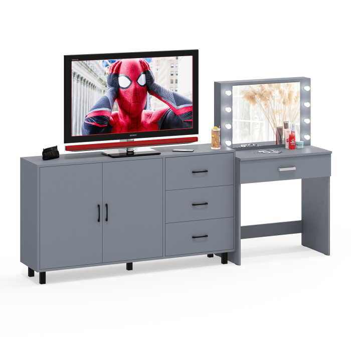 С зеркалом, Комод-тумба 123-1604 и туалетный столик с подсветкой СТ-4