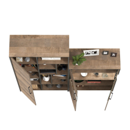 Шкаф-стеллаж с комодом с витриной с подсветкой Трувор