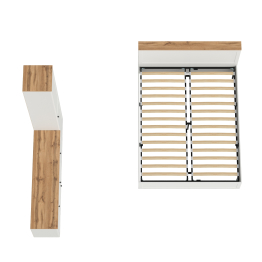 Кровать Остин со спальным местом 1600х2000 с ортопедическим основанием с пеналом с полками и тумба под ТВ