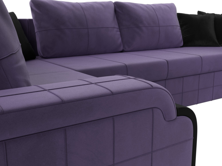 Диваны с ящиком для белья, П-образный диван Николь, велюр / экокожа