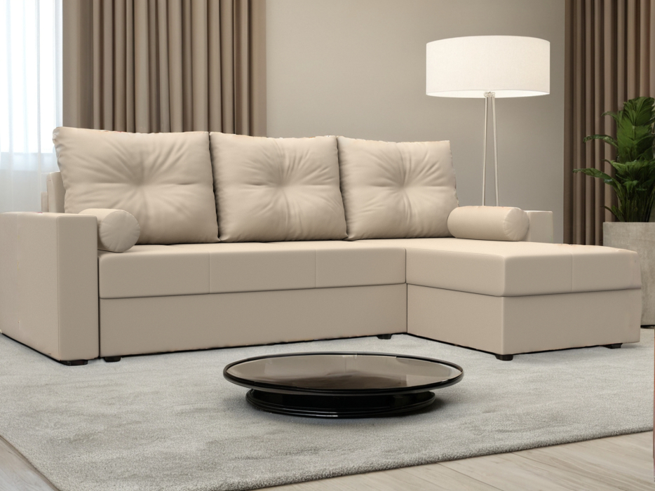 Диваны угловые в гостиную, Диван угловой Верона Лайт правый угол, экокожа