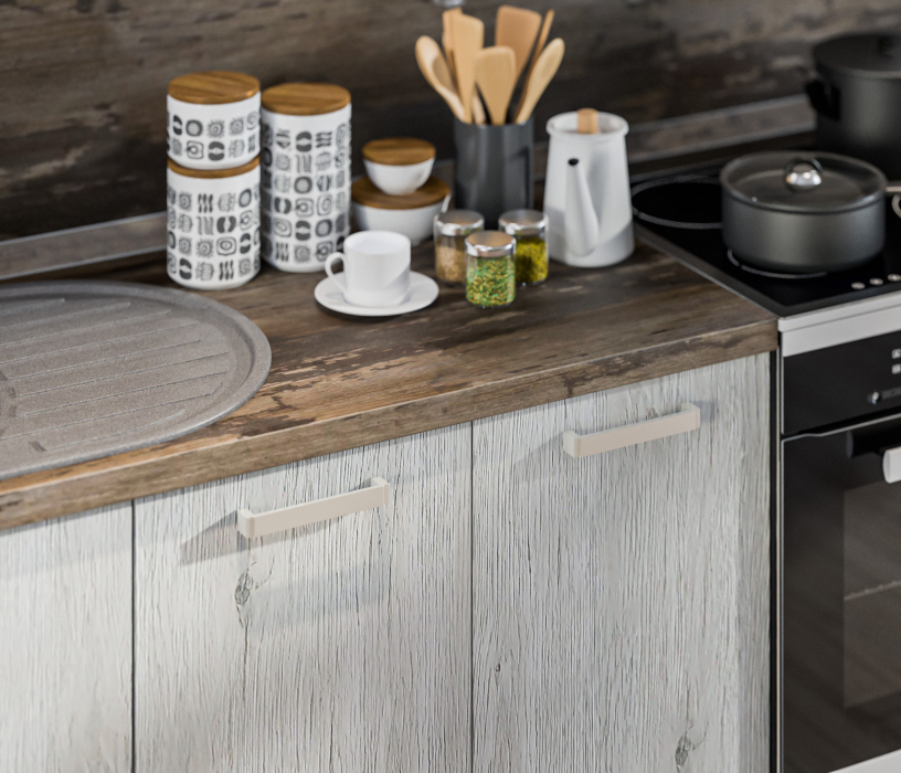 Кухонные гарнитуры, Кухня Регина серия Mishel Беж песок/Ирландский ликер, Рустик серый 1,8-2,4 м (Мишель)