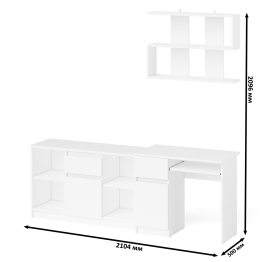 Тумба для техники МТВ1204.1 с компьютерным столом Мори МС-1 левым и полкой навесной