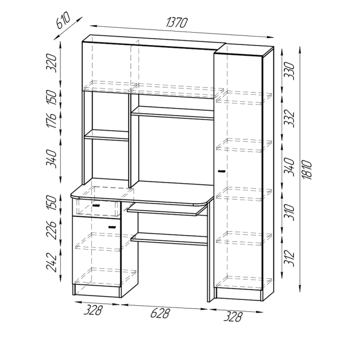 Прямые компьютерные столы, Стол рабочий Aльфа