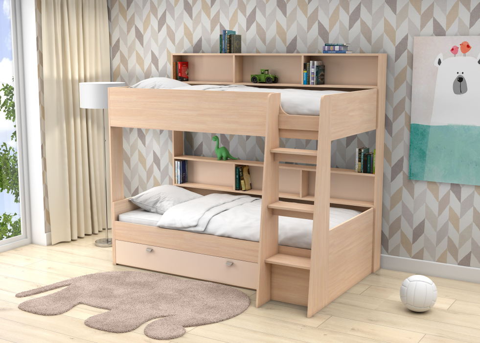 Для подростков, Двухъярусная кровать Golden Kids 1 дуб молочный