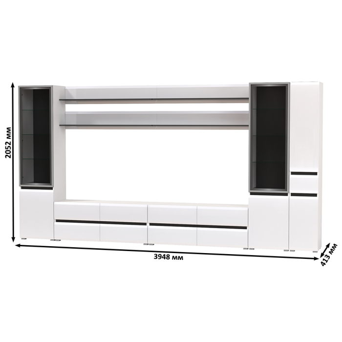 Стенки для гостиной, Мебель для гостиной модульная Сидней комплектация № 116