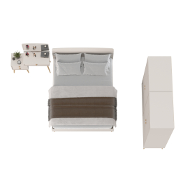 Два двухдверных шкафа Афина с туалетным столиком и кроватью 1600