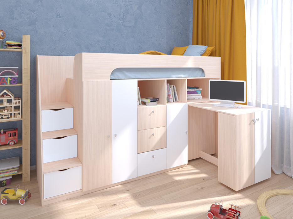 Кровати-чердаки, Кровать-чердак Астра 11 Дуб молочный
