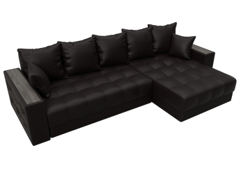 Диван угловой с декором и полкой Лига-050 НПБ, экокожа GRIFON