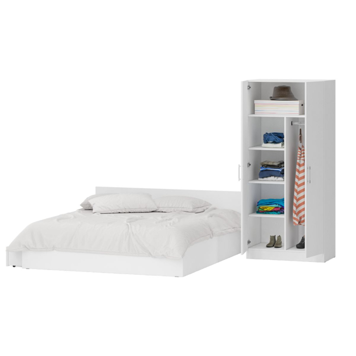 Спальные гарнитуры, Двуспальная Кровать с ящиками 1800 со шкафом для одежды 2-х створчатым Стандарт