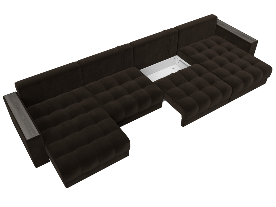 Дизайнерские диваны для гостиной, Диван П-образный с декором Лига-049 НПБ Лонг, велюр SEVEN