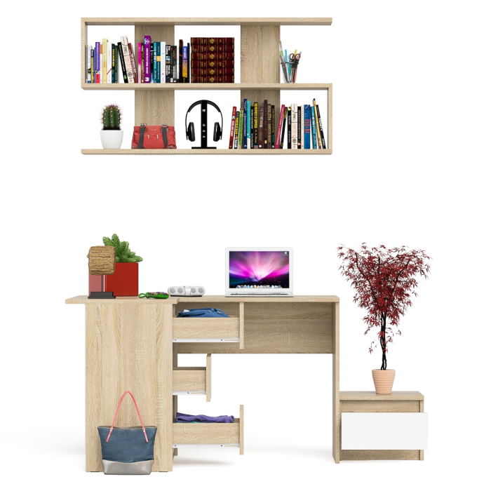 Угловые, Угловой стол компьютерный Мори МС-16 левый с тумбочкой с ящиком 400 и полкой на 1200